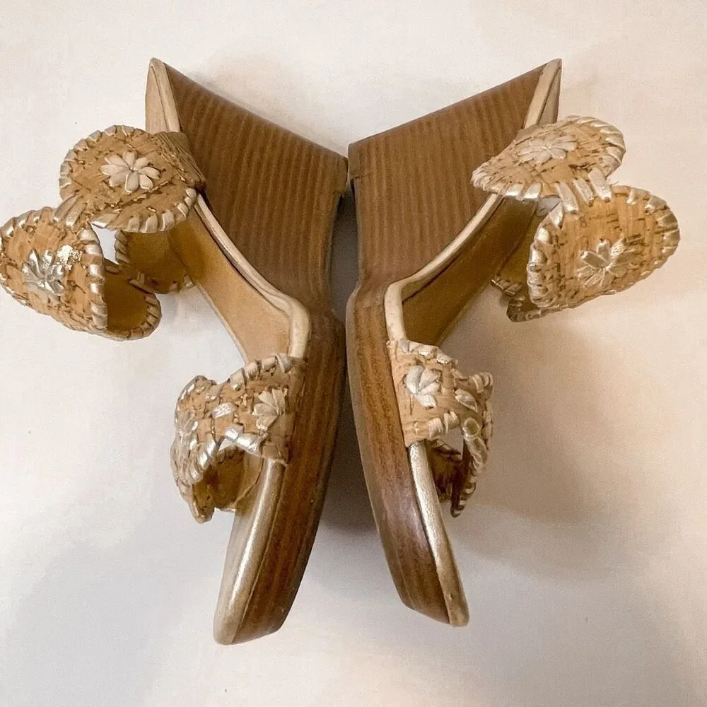 Jack Rogers‎ Luccia Cork Metallic Wedge Sandal Size 9